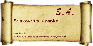 Siskovits Aranka névjegykártya